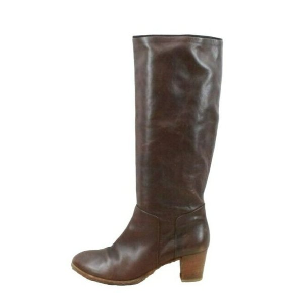 Roberto Del Carlo Shoes - Roberto Del Carlo Brown Leather Pull On Knee High Heeled Boots Size 8.5